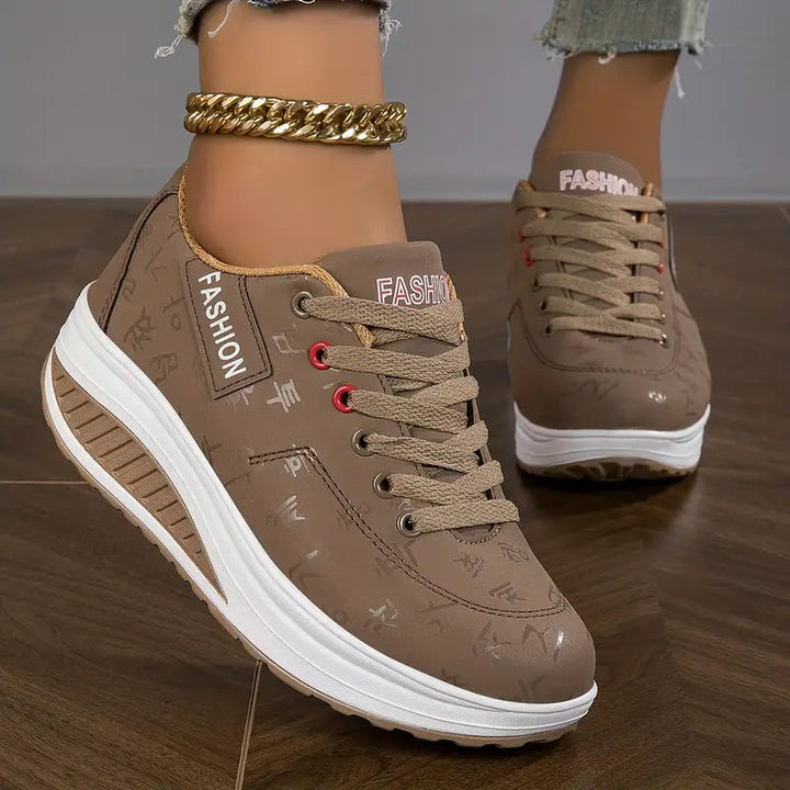 Women's Trainers - Platform Lace Up Court Style Sneaker | Casual