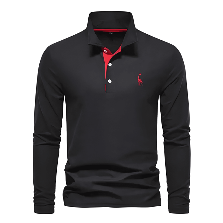 Men's Polo Shirt - Long Sleeve Slim Fit with Chest Embroidery | Smart