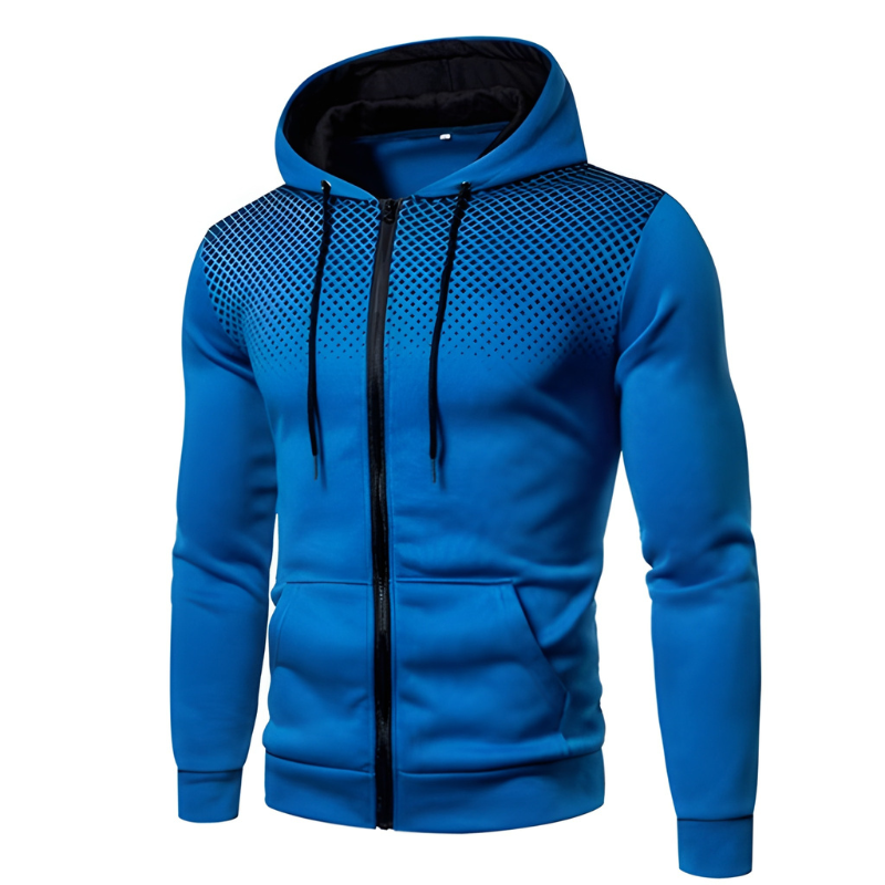 Men's Hoodie - Full Zip Gradient Dot Print Slim Fit | Casual