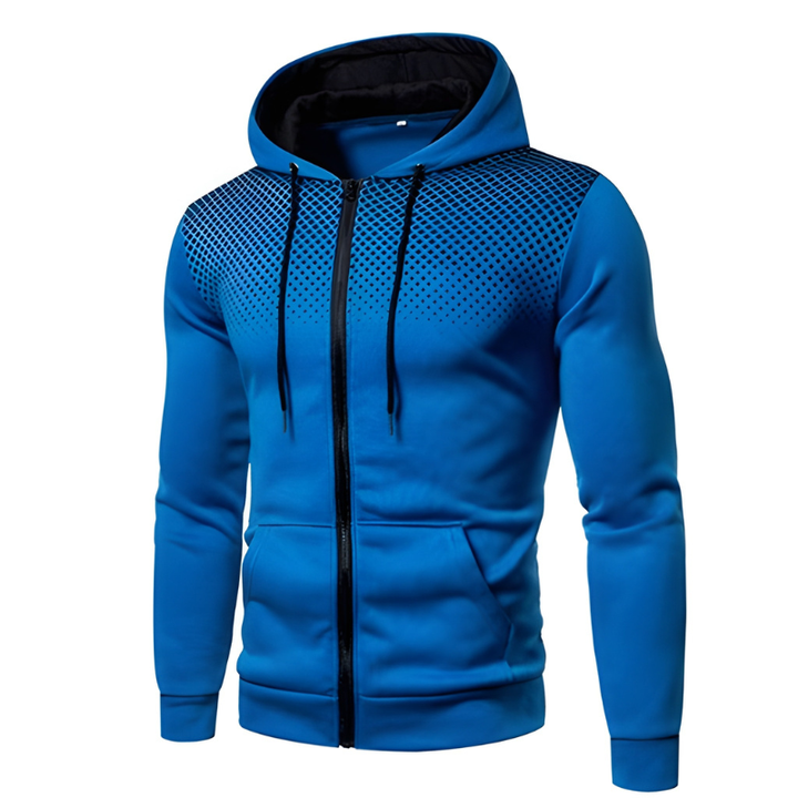 Men's Hoodie - Full Zip Gradient Dot Print Slim Fit | Casual