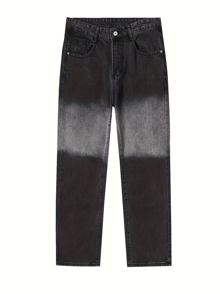 Jeans Men - Wide Leg with Washed Gradient Finish | Relaxed Casual