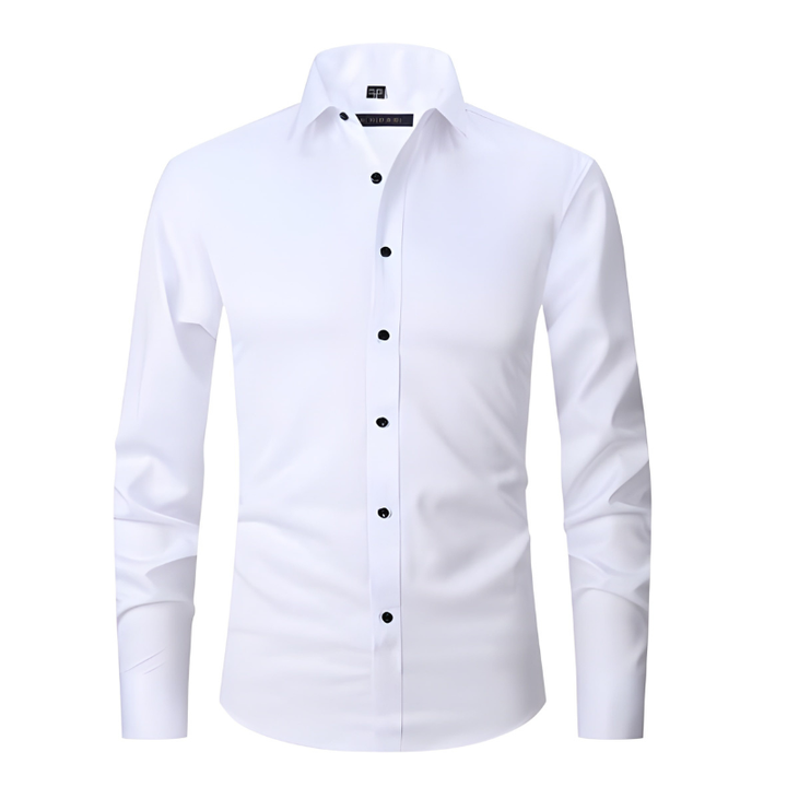 Men's Shirt - Slim Fit Long Sleeve Formal with Point Collar | Smart