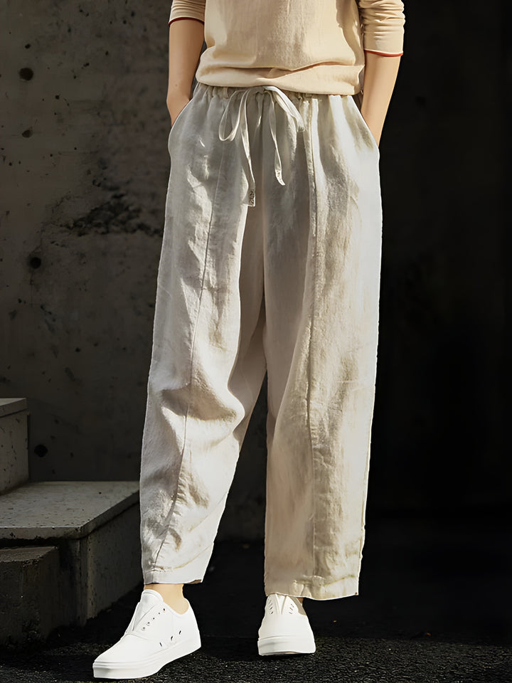 Women's Trousers - Relaxed Tapered Leg with Elasticated Waist | Summer