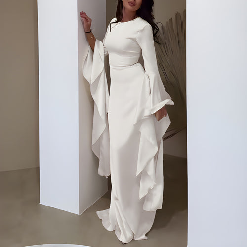 Maxi Dress Women - Round Neck Dramatic Flared Sleeves | Elegant