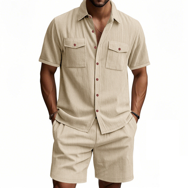 Men's Co-ord Set - Short Sleeve Shirt with Matching Shorts | Summer