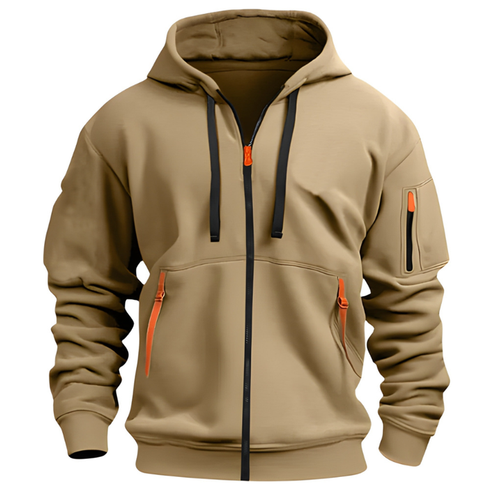 Men's Hoodie - Full Zip Contrast Detail Slim Fit | Casual Sport