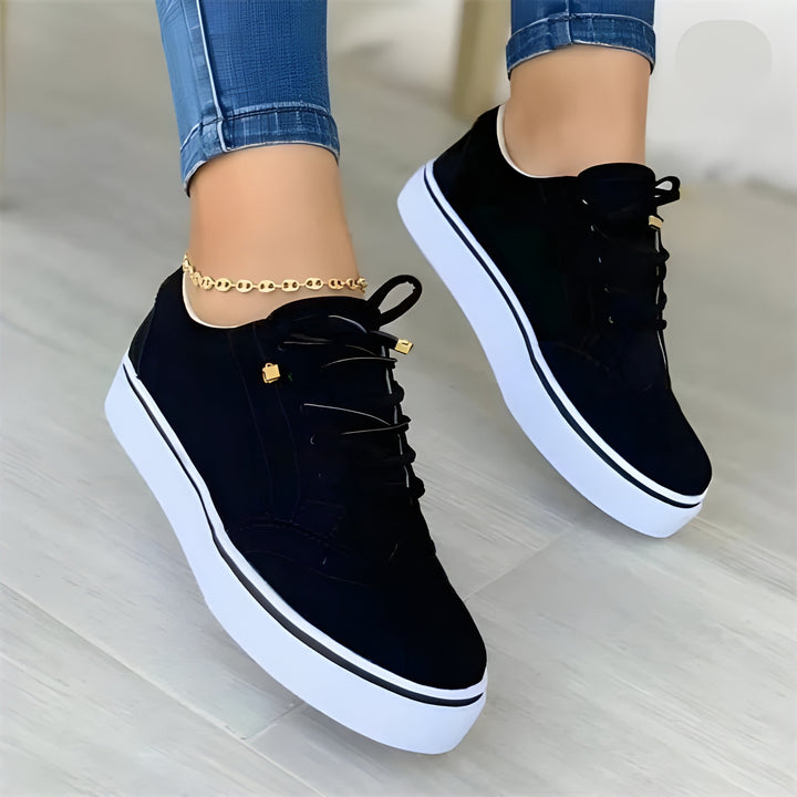 Women's Trainers - Platform Lace Up Flatform Sneaker | Casual