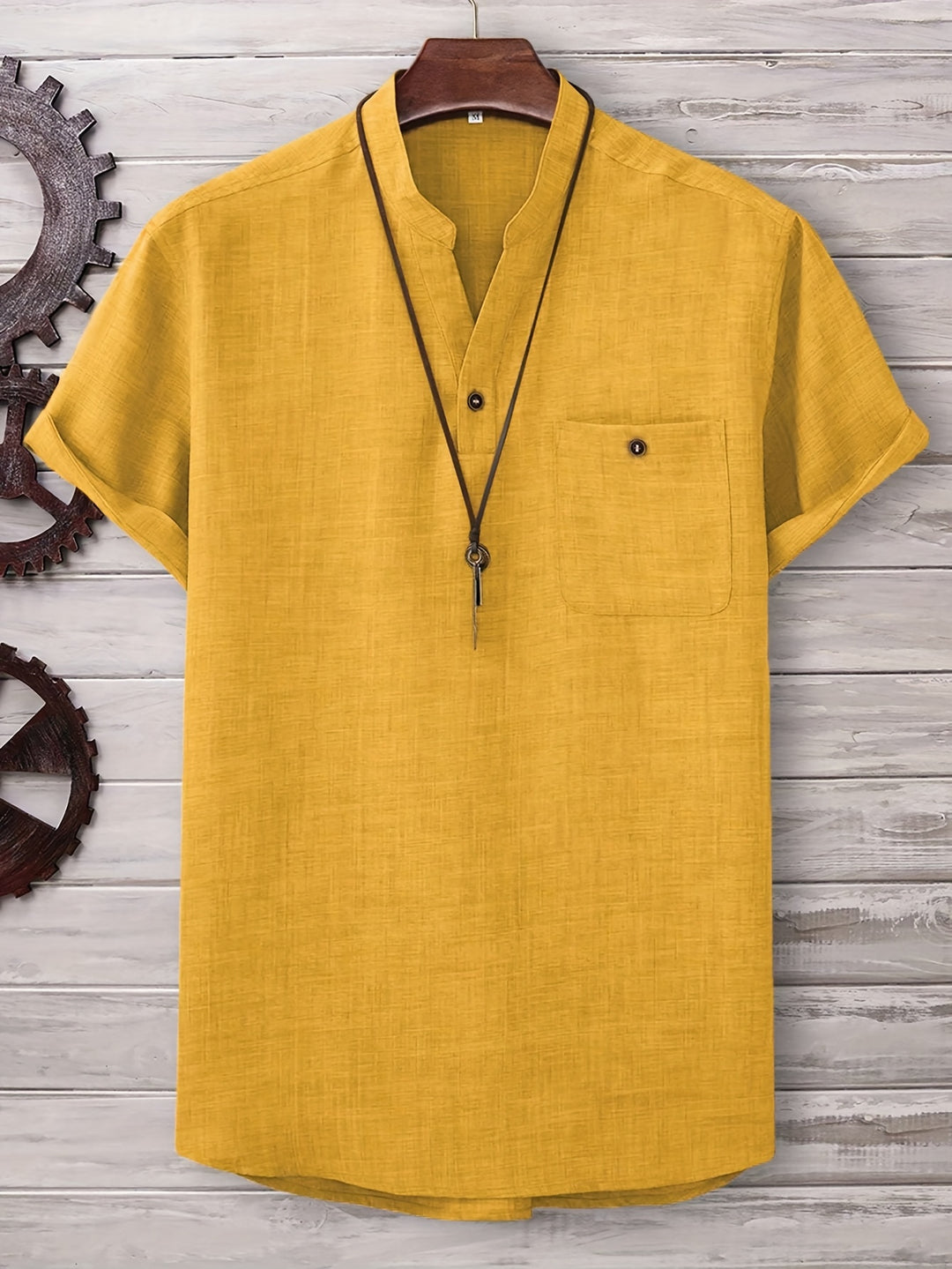 T Shirt Men - Short Sleeve with Stand Collar | Casual Relaxed Fit