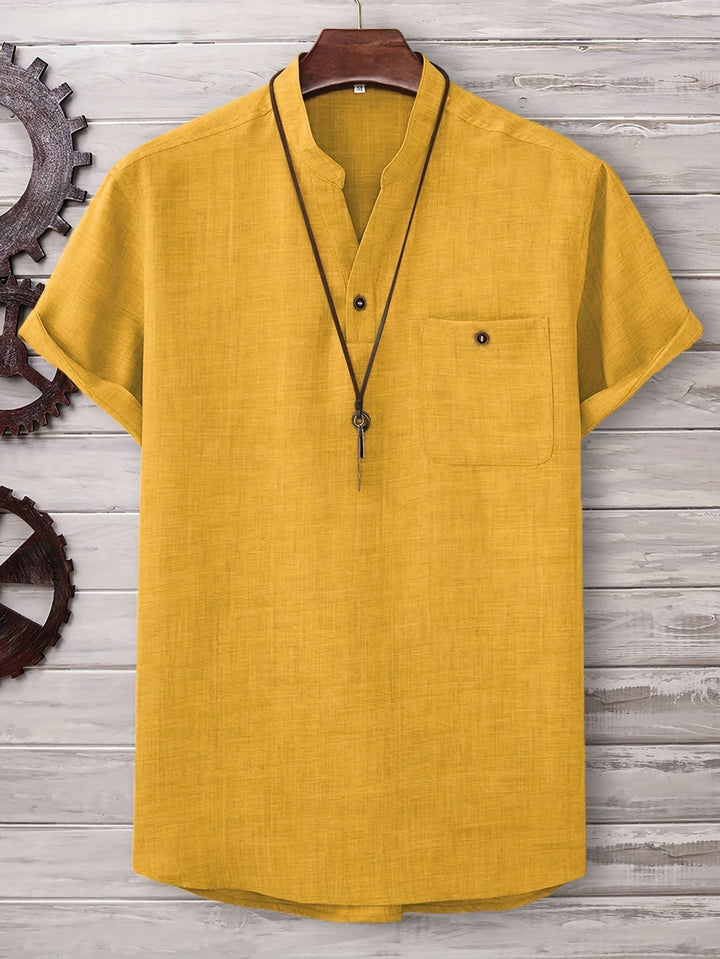 T Shirt Men - Short Sleeve with Stand Collar | Casual Relaxed Fit