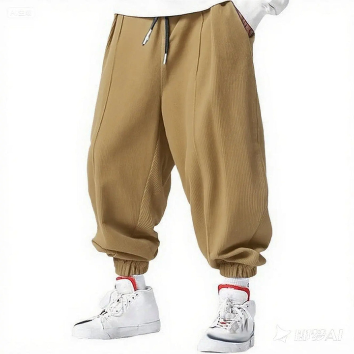 Men's Trousers - Oversized Baggy Jogger with Ribbed Cuffs | Casual
