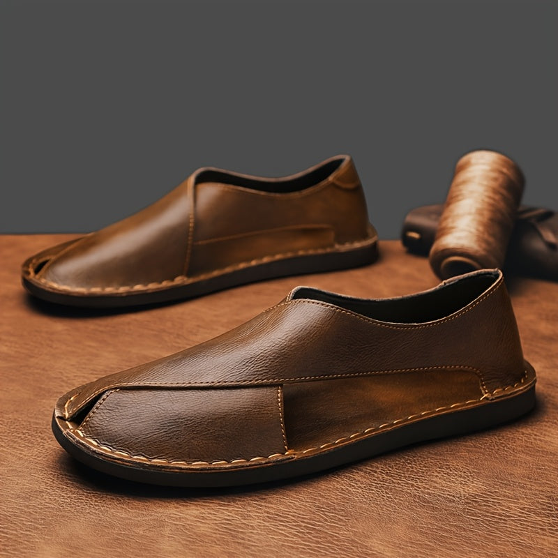 Sandals Men - Open Toe Slip-On with Wrap Front Panel | Casual Flat