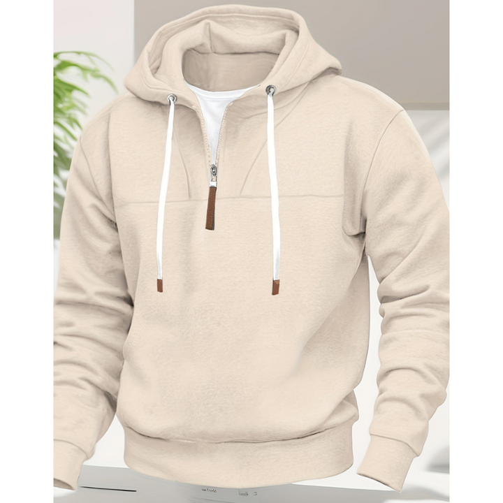 Men's Hoodie - Regular Fit Half-Zip Drawstring Contrast Detail | Casual