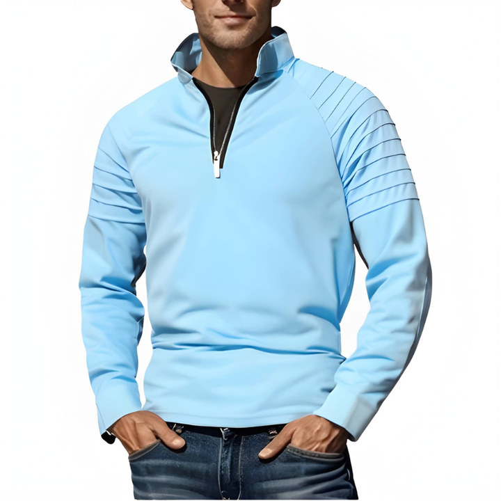 Men's Shirt - Half-Zip Performance Sport Top with Panel Detail