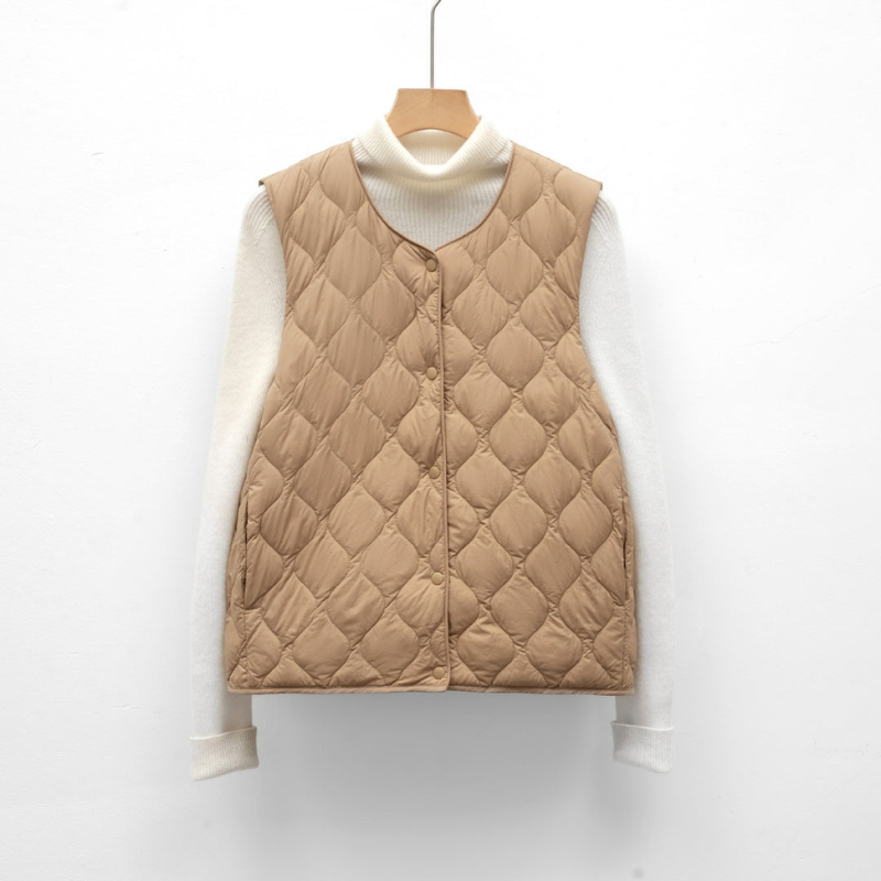 Bodywarmer Women - Quilted Diamond Press Stud Sleeveless | Casual