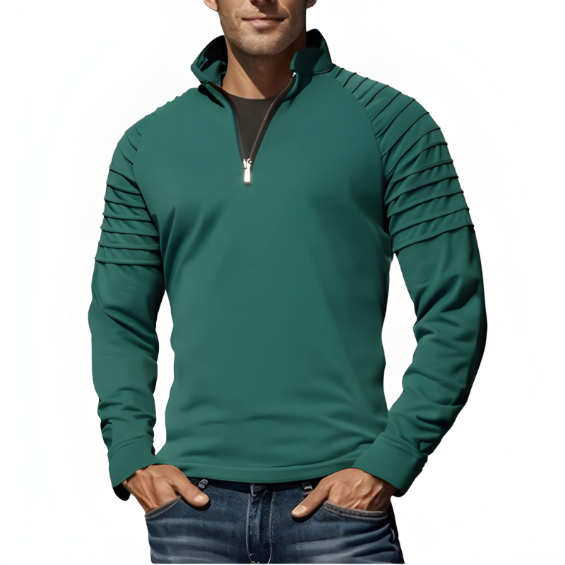 Men's Shirt - Half-Zip Performance Sport Top with Panel Detail