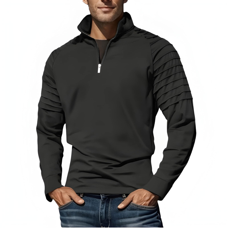 Men's Shirt - Half-Zip Performance Sport Top with Panel Detail