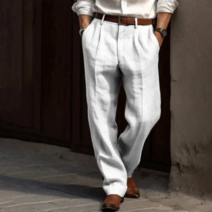 Men's Trousers - Relaxed Pleated Wide Leg Smart | Elegant Summer
