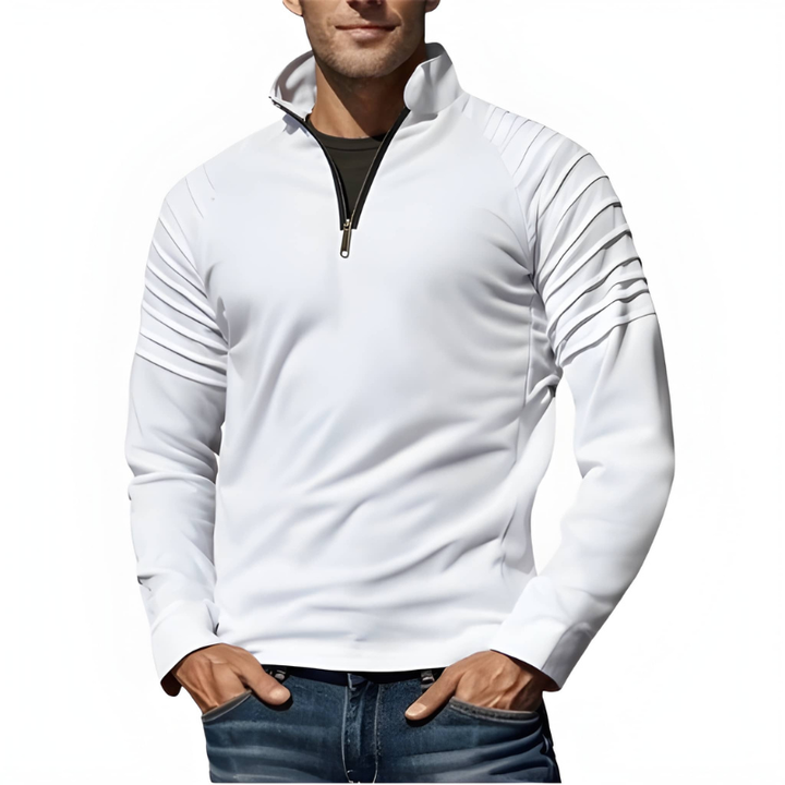 Men's Shirt - Half-Zip Performance Sport Top with Panel Detail
