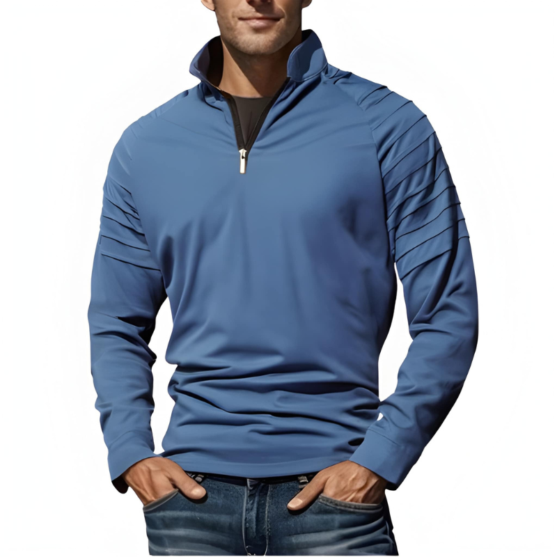 Men's Shirt - Half-Zip Performance Sport Top with Panel Detail