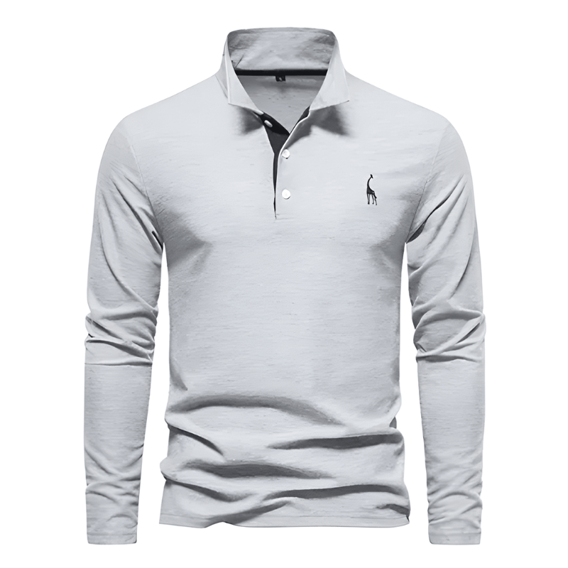 Men's Polo Shirt - Long Sleeve Slim Fit with Chest Embroidery | Smart