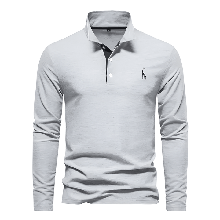 Men's Polo Shirt - Long Sleeve Slim Fit with Chest Embroidery | Smart