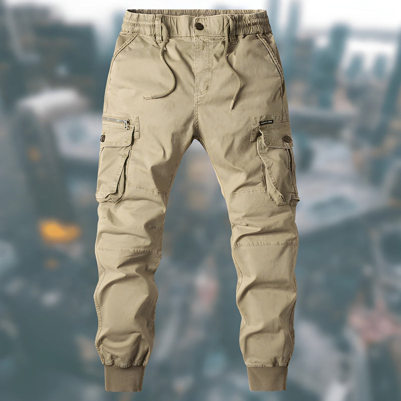 Men's Cargo Trousers - Jogger Fit with Multi-Pocket Cuffed Ankle