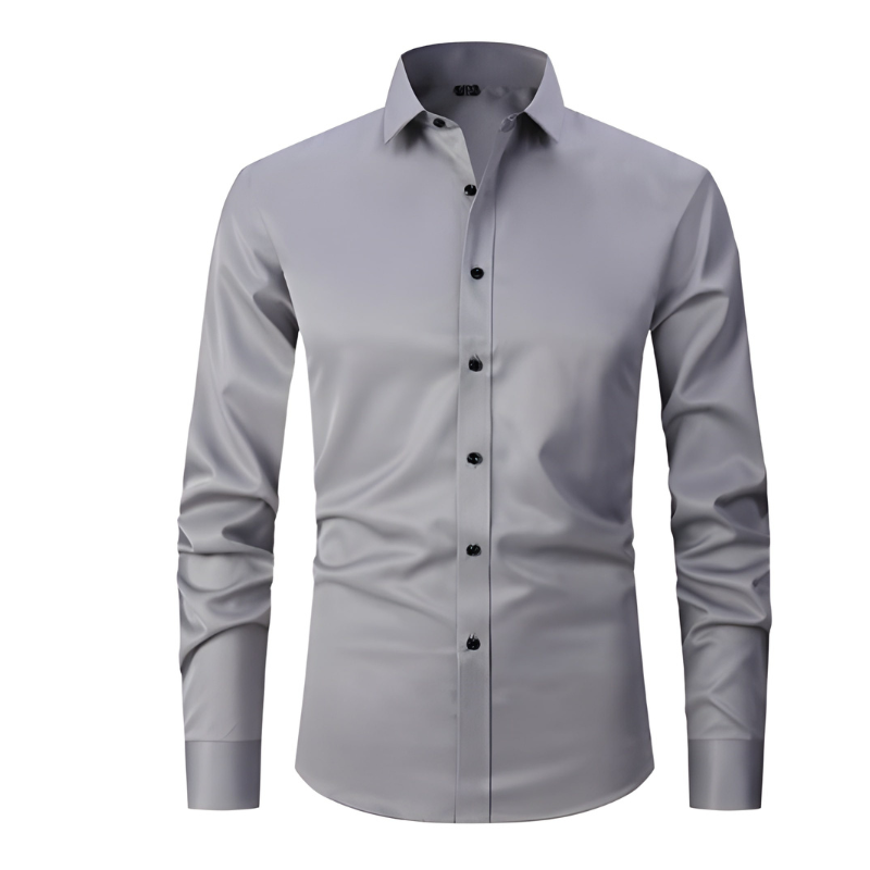 Men's Shirt - Slim Fit Long Sleeve Formal with Point Collar | Smart