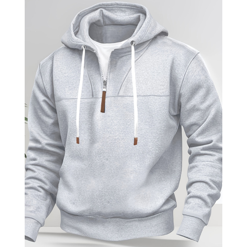 Men's Hoodie - Regular Fit Half-Zip Drawstring Contrast Detail | Casual