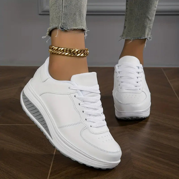 Women's Trainers - Platform Lace Up Court Style Sneaker | Casual