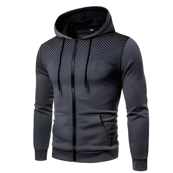 Men's Hoodie - Full Zip Gradient Dot Print Slim Fit | Casual