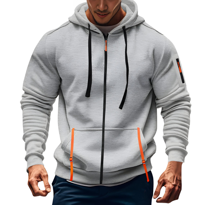 Men's Hoodie - Full Zip Contrast Detail Slim Fit | Casual Sport