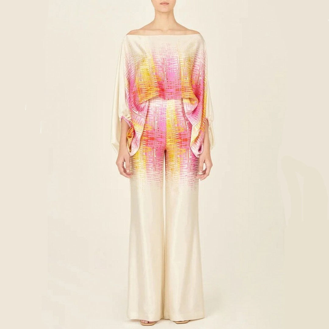 Co-ord Set Women - Off Shoulder Top and Wide Leg Trousers | Boho