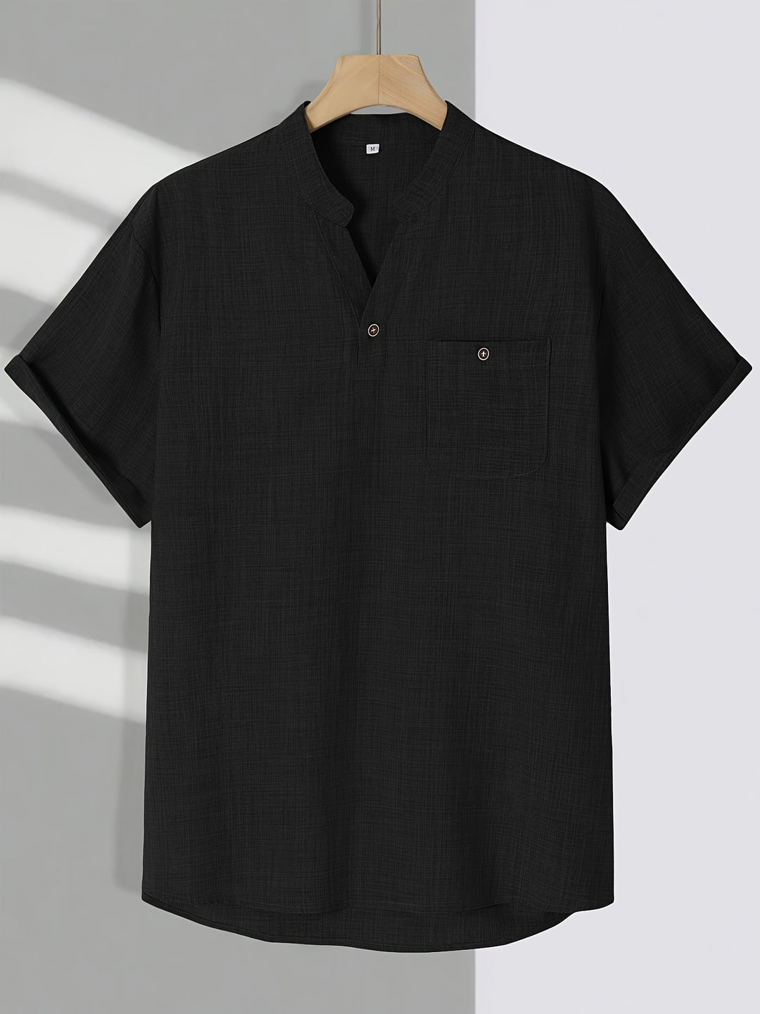 T Shirt Men - Short Sleeve with Stand Collar | Casual Relaxed Fit