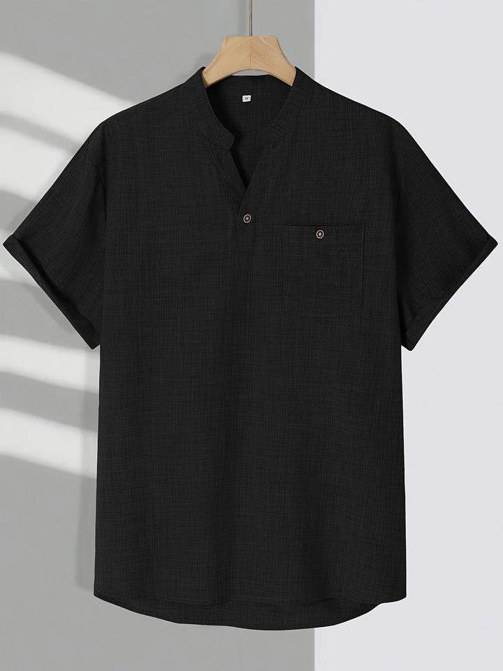 T Shirt Men - Short Sleeve with Stand Collar | Casual Relaxed Fit