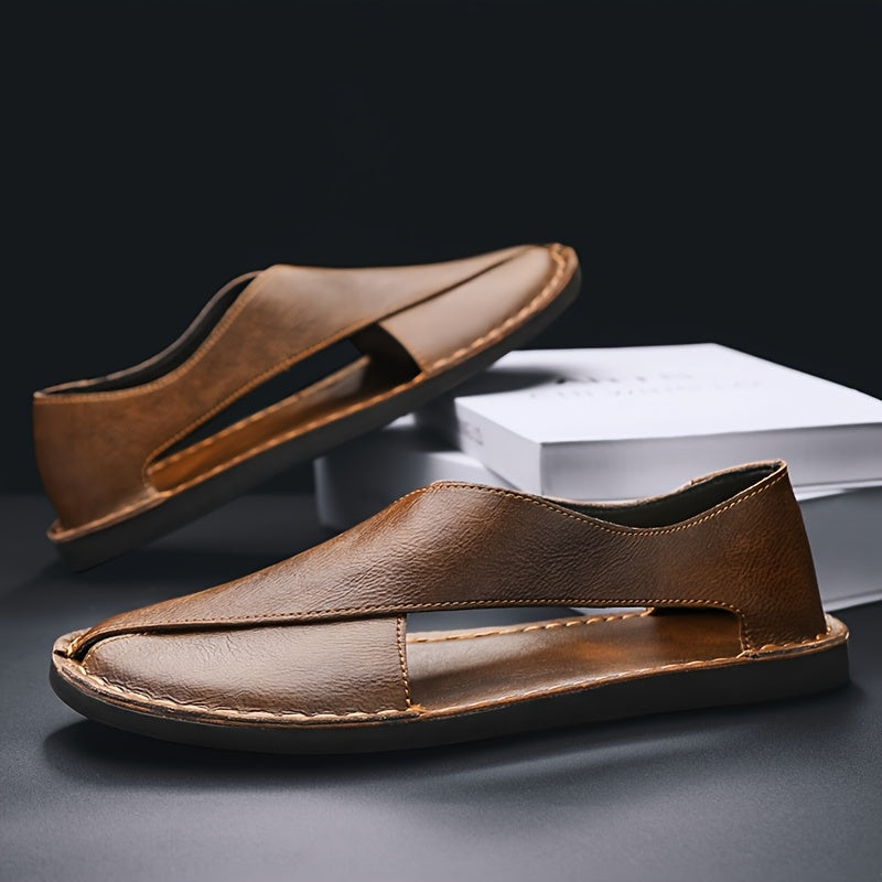 Sandals Men - Open Toe Slip-On with Wrap Front Panel | Casual Flat