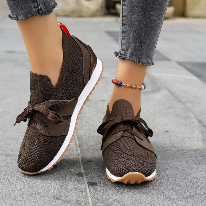 Women's Trainers - Bow Detail Slip On Knit Flat Sneaker | Casual