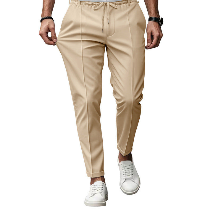 Men's Trousers - Slim Fit Smart Casual Drawstring with Pintuck Detail