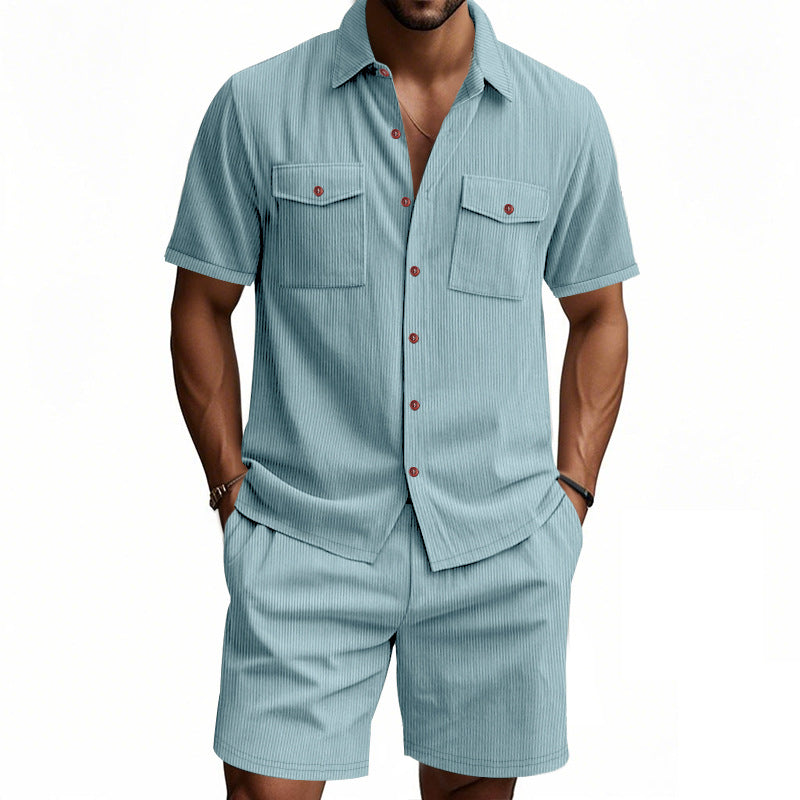 Men's Co-ord Set - Short Sleeve Shirt with Matching Shorts | Summer