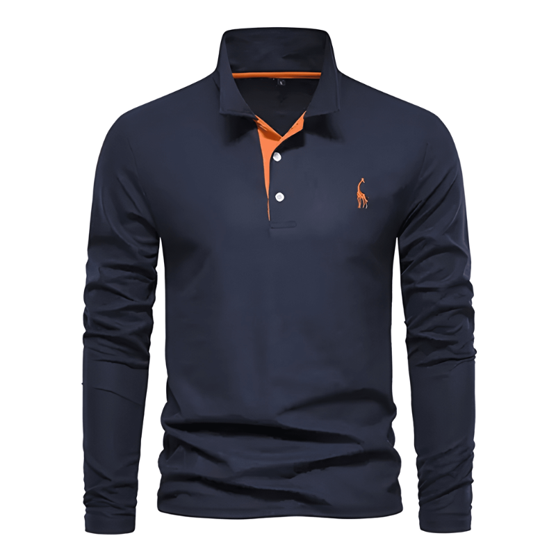 Men's Polo Shirt - Long Sleeve Slim Fit with Chest Embroidery | Smart