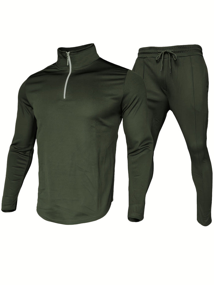 Men's Tracksuit - Half-Zip Top with Slim Fit Joggers | Sporty Set