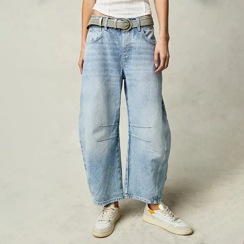 Women's Jeans - Barrel Leg High Waist Relaxed Fit | Casual