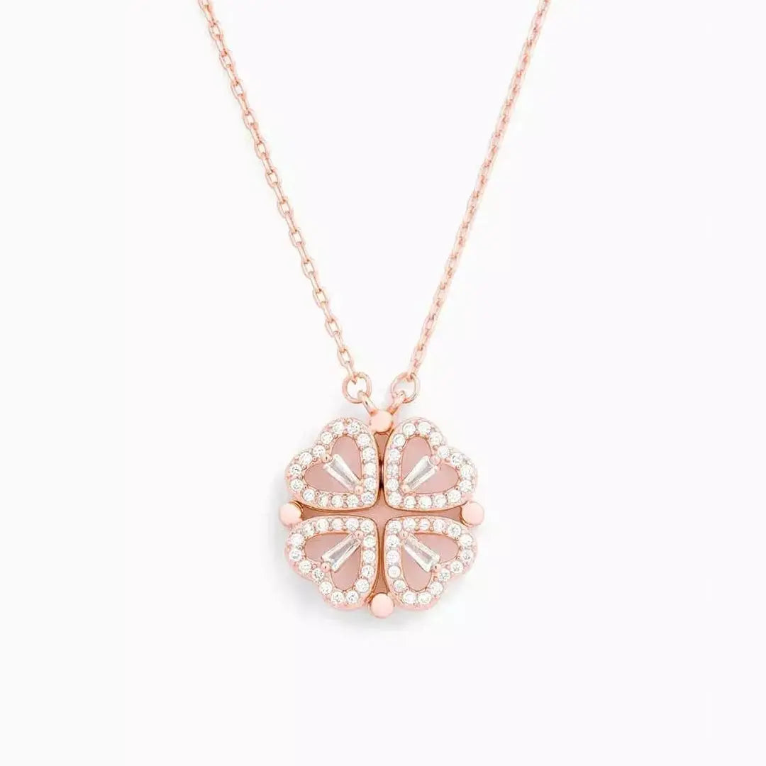 Necklace Women - Four Leaf Clover Pendant with Crystal Detail