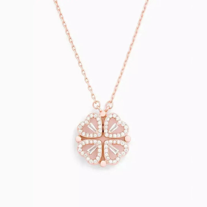 Necklace Women - Four Leaf Clover Pendant with Crystal Detail