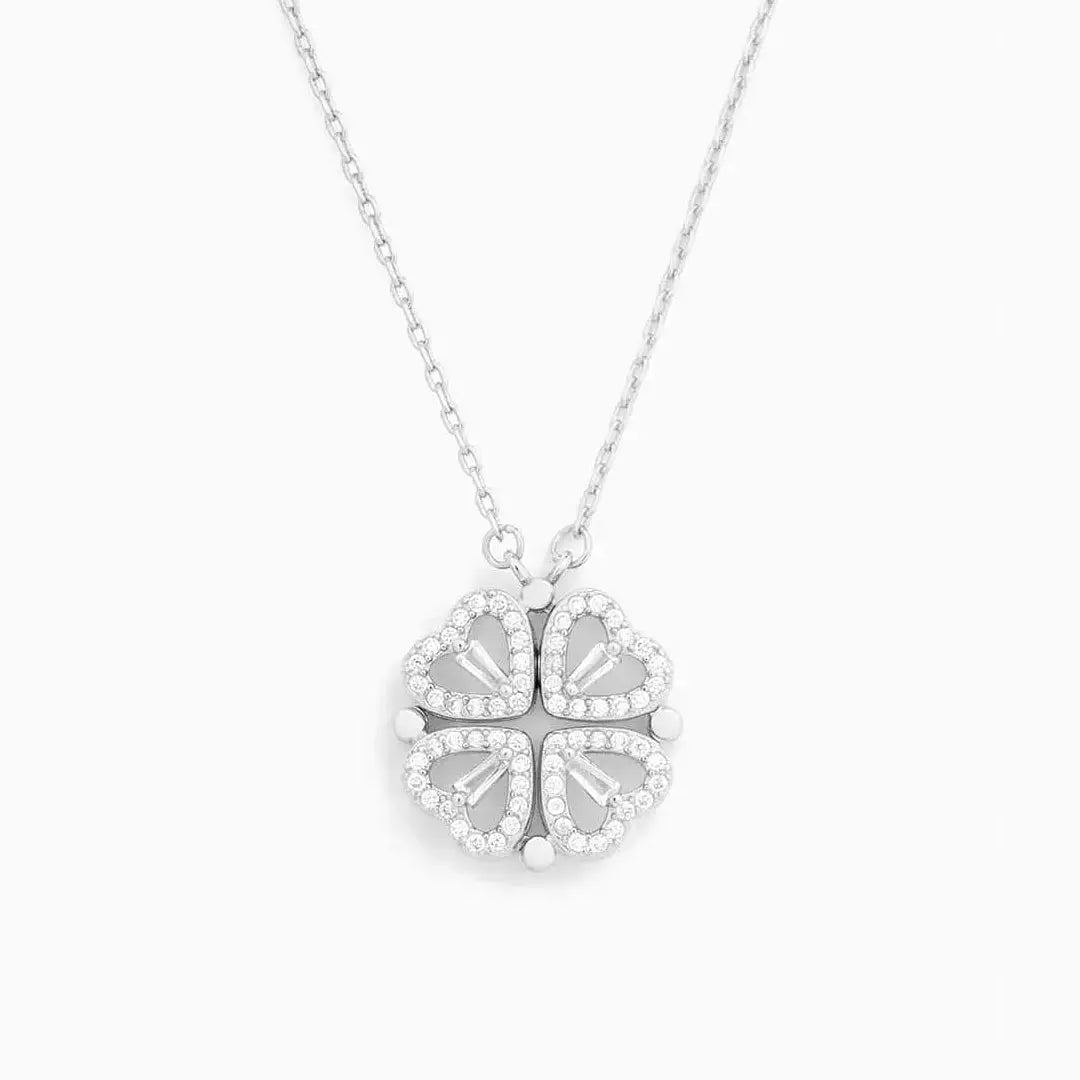 Necklace Women - Four Leaf Clover Pendant with Crystal Detail