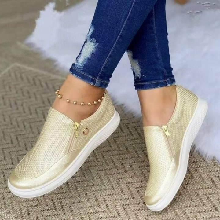 Women's Trainers - Slip On Flat Front Zip Casual Sneaker | Classic