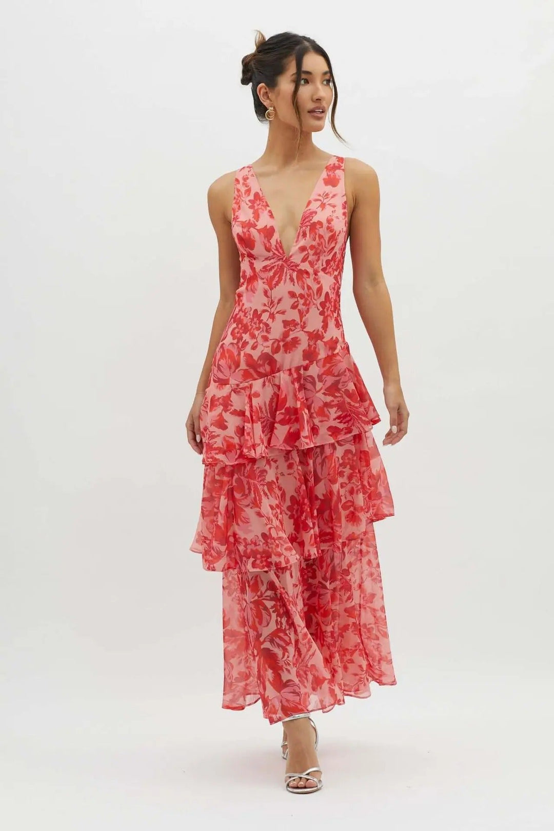 Maxi Dress Women - Tiered Ruffle Halter V-Neck | Summer