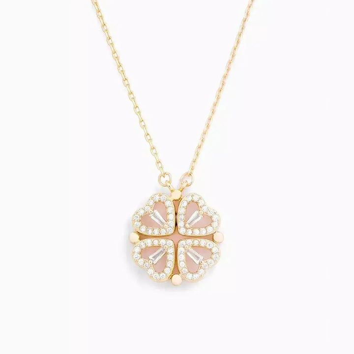 Necklace Women - Four Leaf Clover Pendant with Crystal Detail