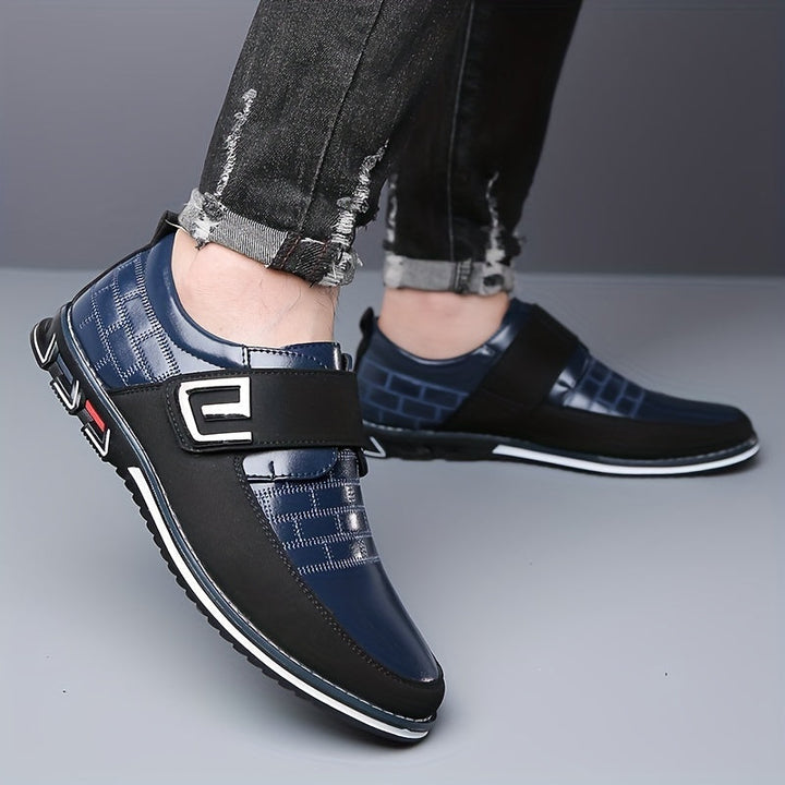Men's Shoes - Smart Lace-Up with Glossy Checked Panel Detail