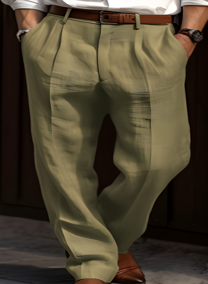 Men's Trousers - Relaxed Wide Leg Pleated Casual Fit | Elegant