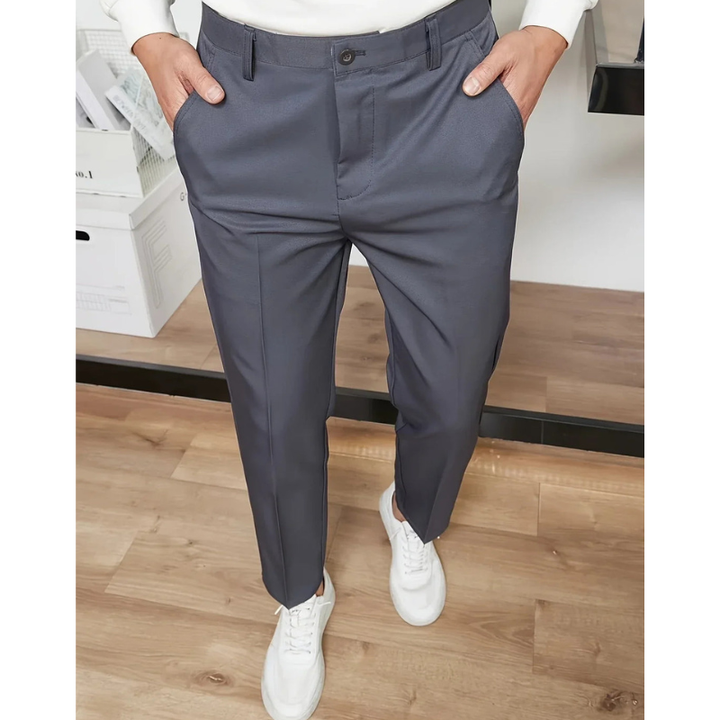 Men's Trousers - Straight Leg Formal Fit with Pressed Crease | Smart